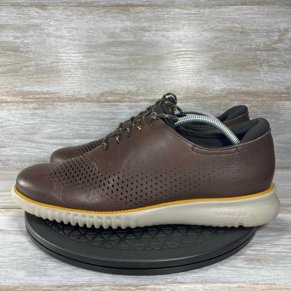 Cole Haan Men’s 2.ZeroGrand Brown Leather Laser Wingtip Oxfords Size 11 M